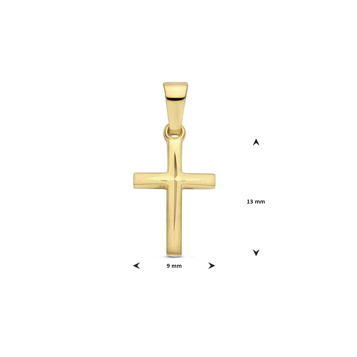 14K geelgoud hanger kruis mat gediamanteerd 13 mm 4033128 - PansiteNederland.nl