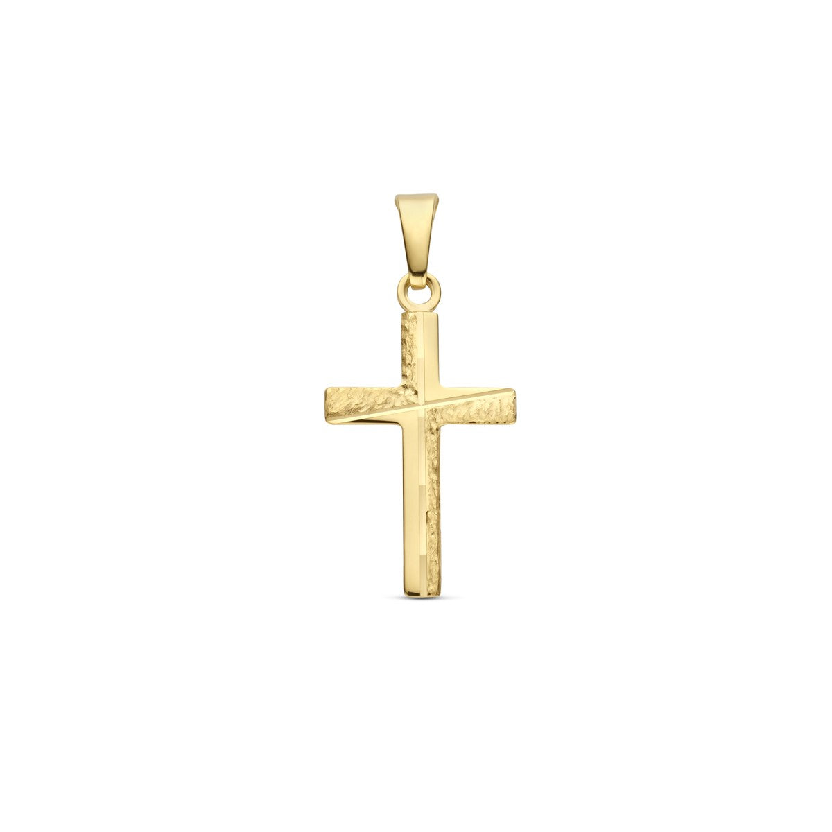 14K geelgoud hanger kruis gehamerd 18 mm 4033129 - PansiteNederland.nl