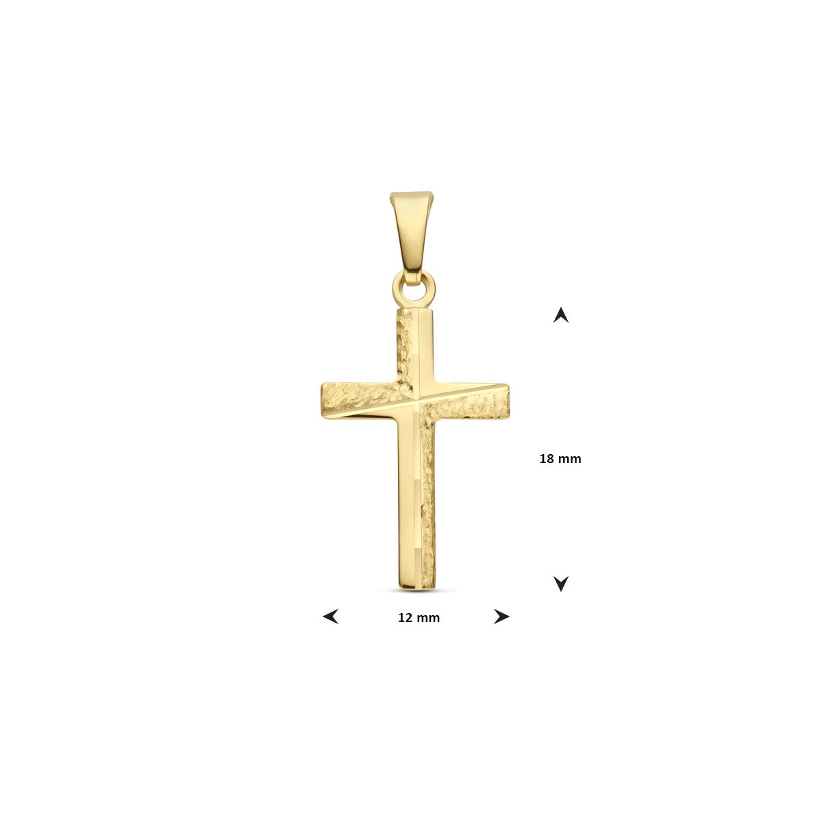 14K geelgoud hanger kruis gehamerd 18 mm 4033129 - PansiteNederland.nl