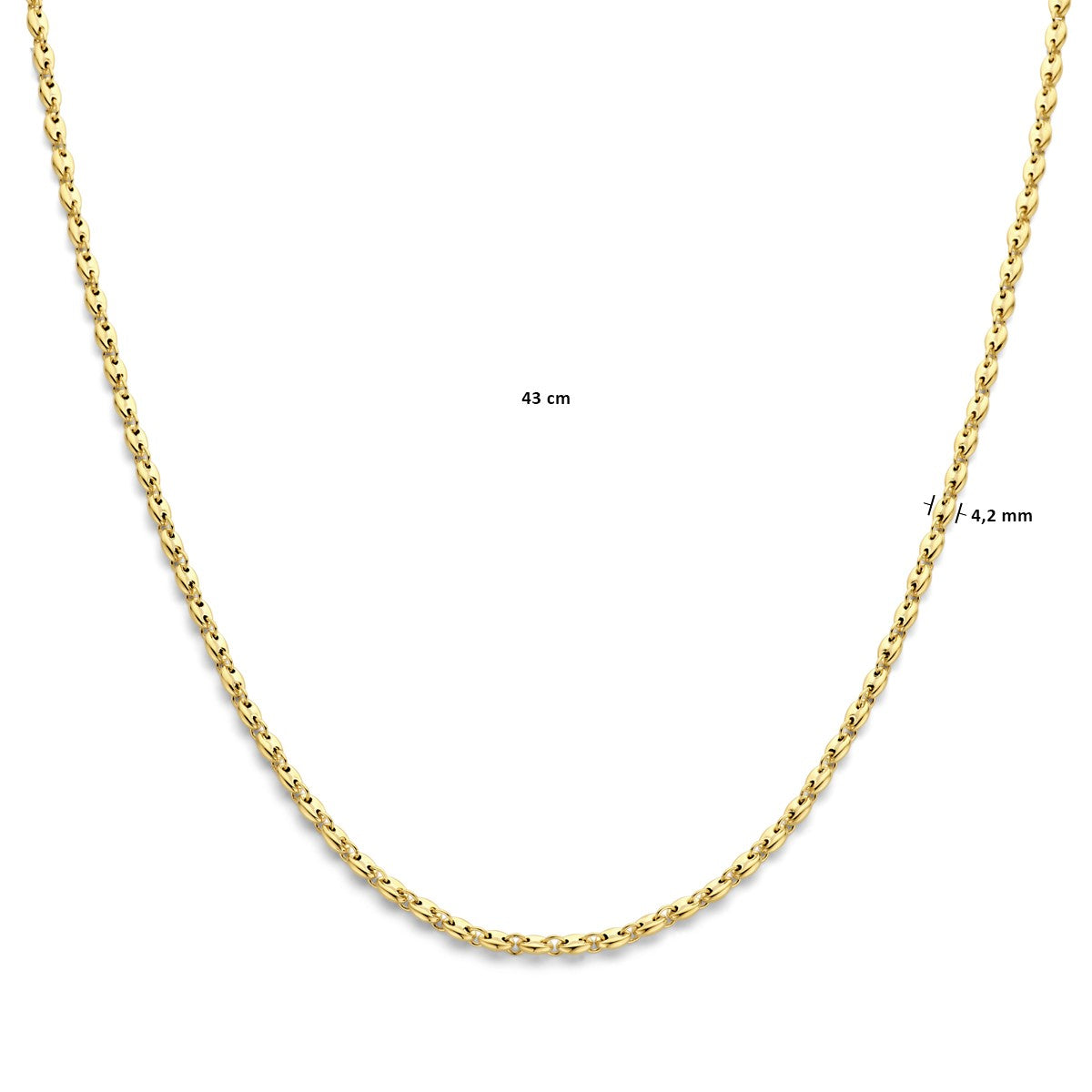 14K geelgoud collier koffieboon 4,2 mm 43 cm 4033146 - PansiteNederland.nl