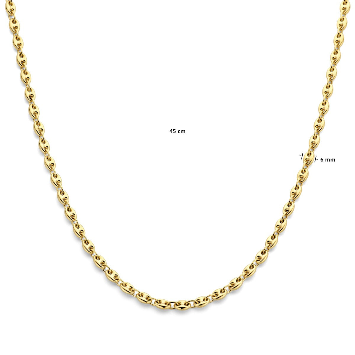 14K geelgoud collier koffieboon 6 mm 45 cm 4033148 - PansiteNederland.nl