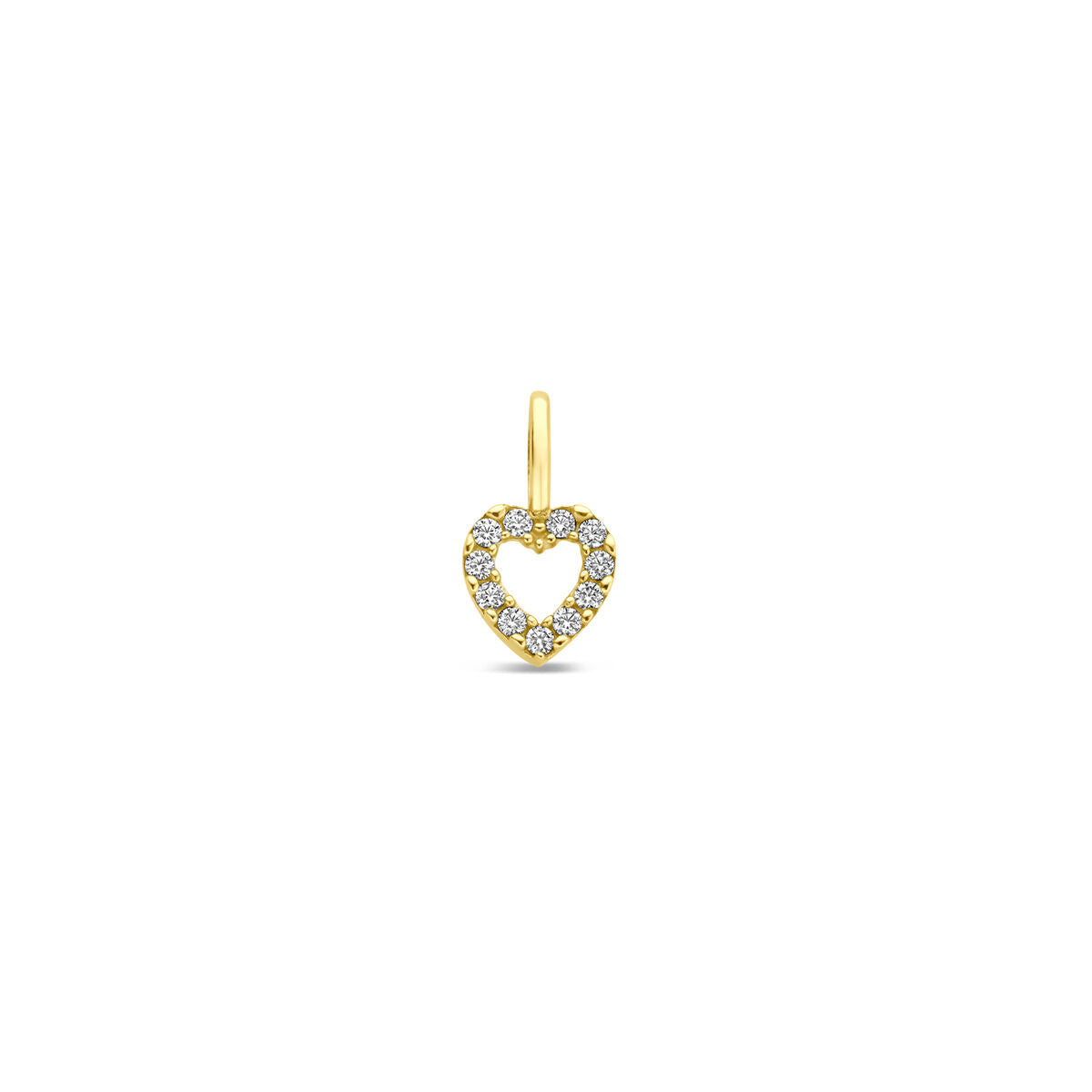 14K geelgoud hanger hartje zirkonia 10,5 mm - 4033186 - PansiteNederland.nl