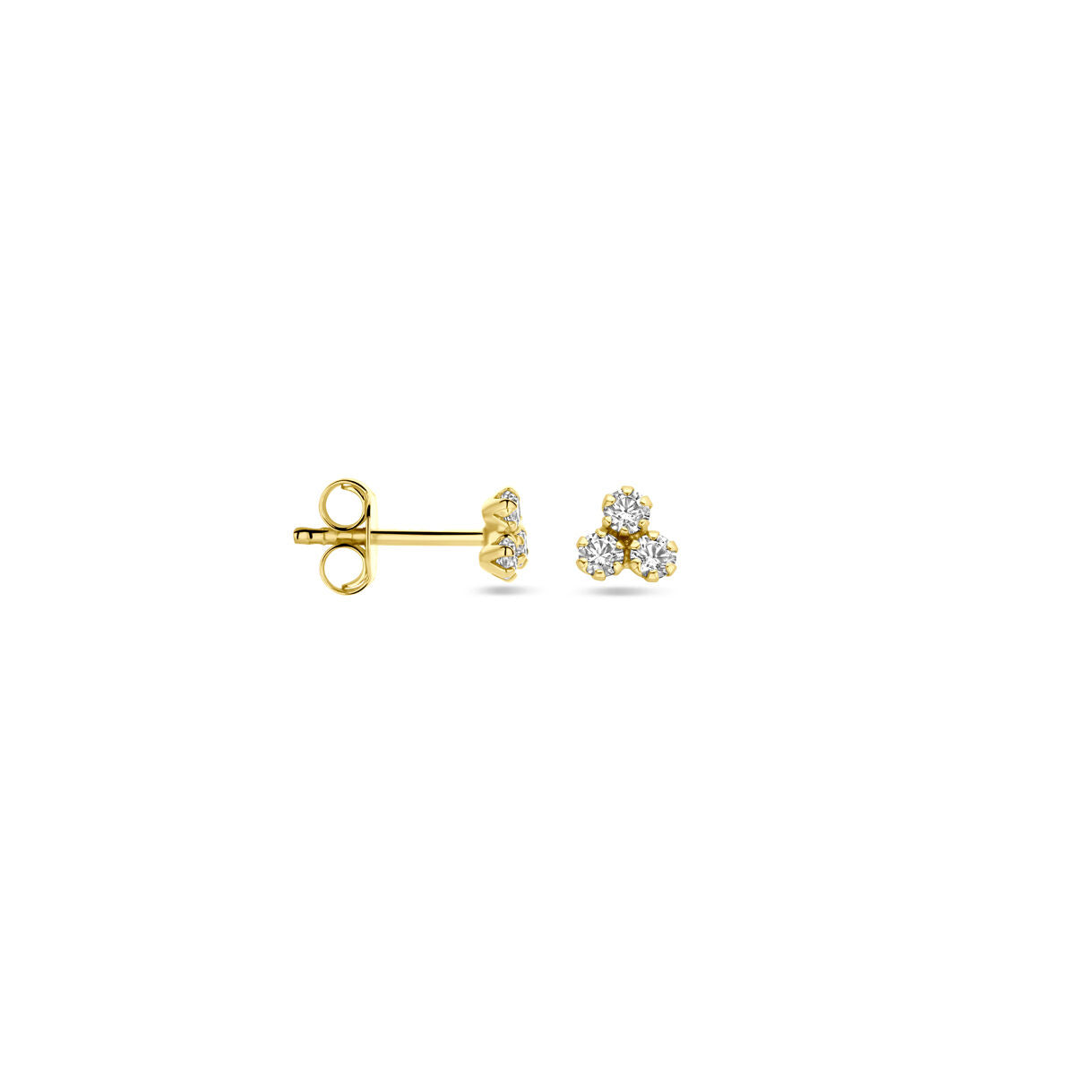 14K geelgoud oorknoppen zirkonia 4,5 mm - 4033220 - PansiteNederland.nl