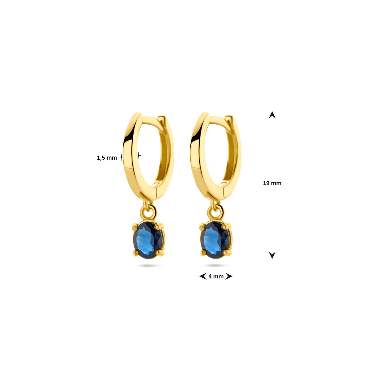 Oorbellen Saffier 14K Geelgoud