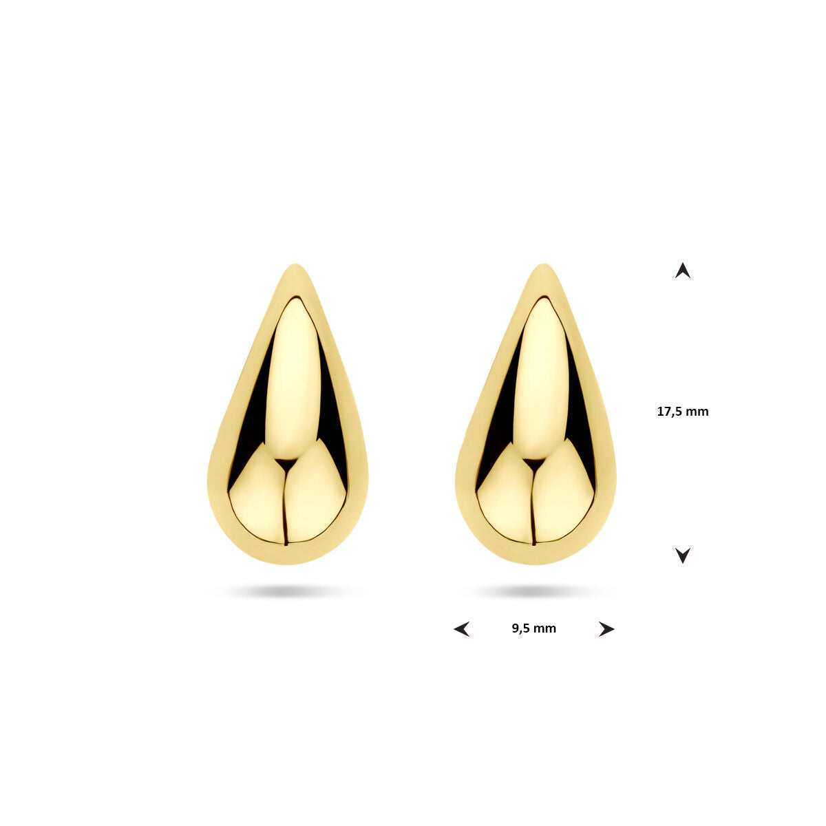 14K geelgoud oorknoppen druppel 17,5 mm - 4033385 - PansiteNederland.nl