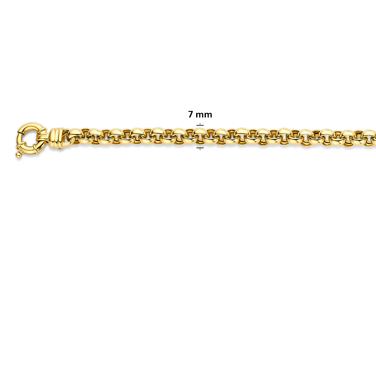 Ketting Jasseron 7,0 mm met groot veerslot 14K geelgoud