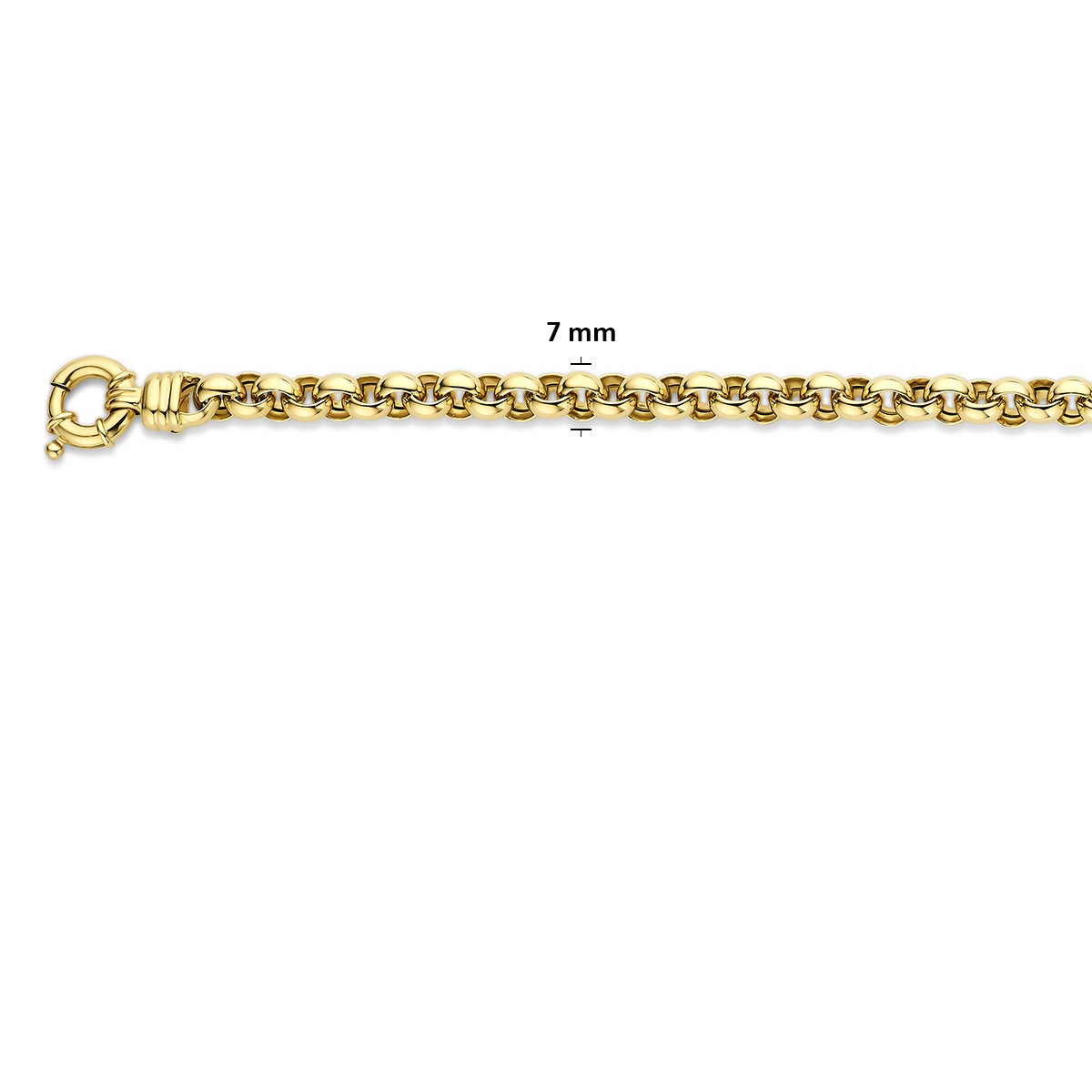 Armband Jasseron 7,0 mm met groot veerslot 14K geelgoud