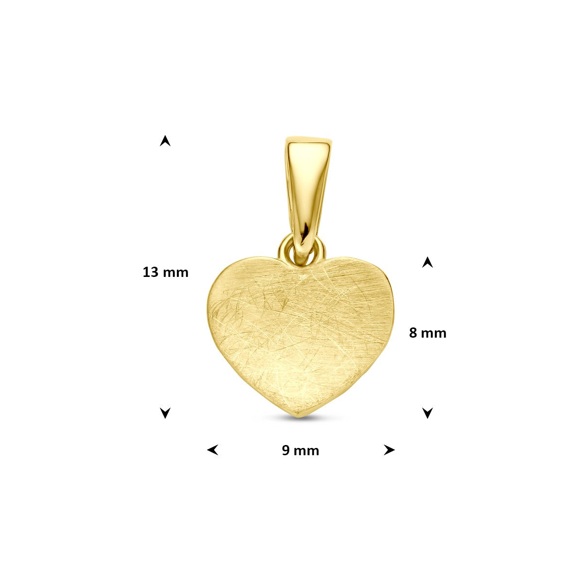 Hanger hartje poli/mat 13 mm 14K geelgoud