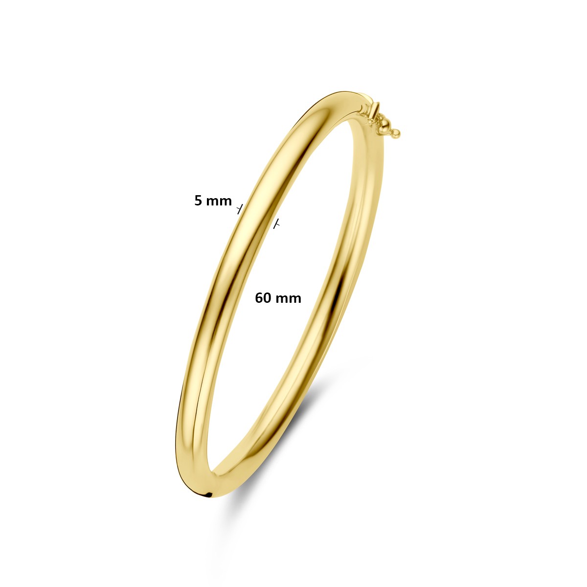 Bangle scharnier ronde buis 5 x 60 14K geelgoud