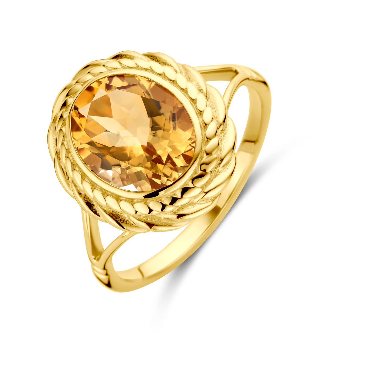 Ring citrien 14K geelgoud