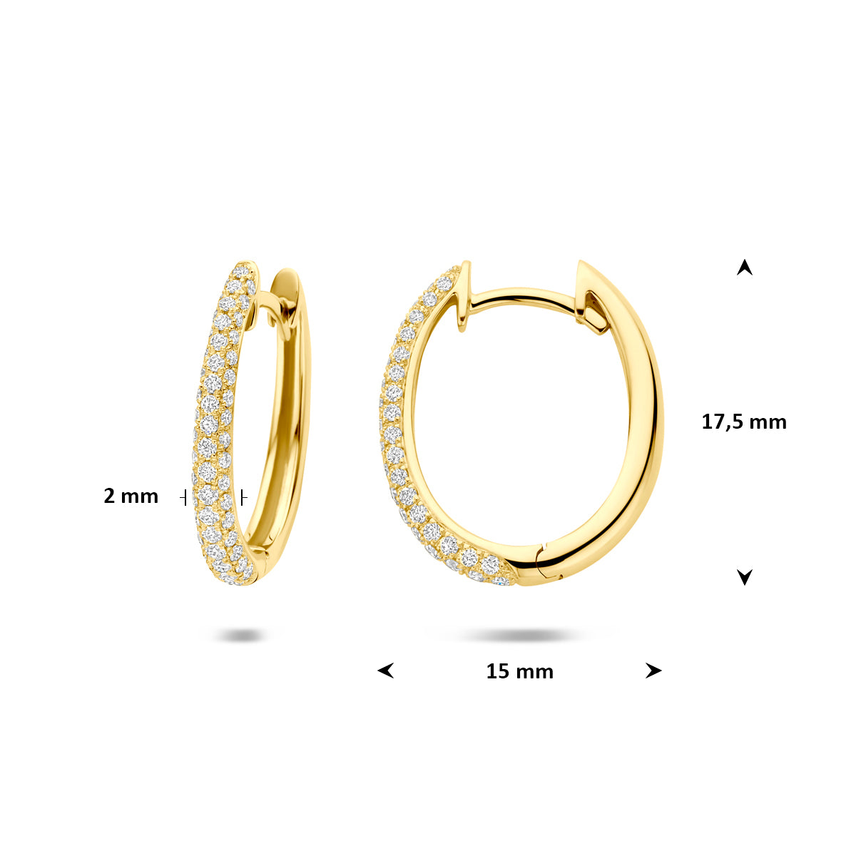 Fantasy Collection Klapoorringen diamant 14K geelgoud 0.43ct (2x 0.21ct) h si 17,5 mm - afbeelding 4