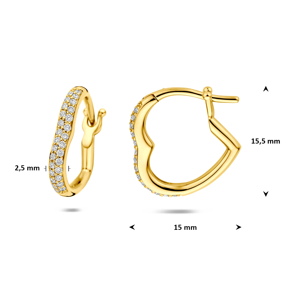 Fantasy Collection Oorringen hart diamant 14K geelgoud 0.29ct (2x 0.14ct) h si 15,5 mm - afbeelding 4
