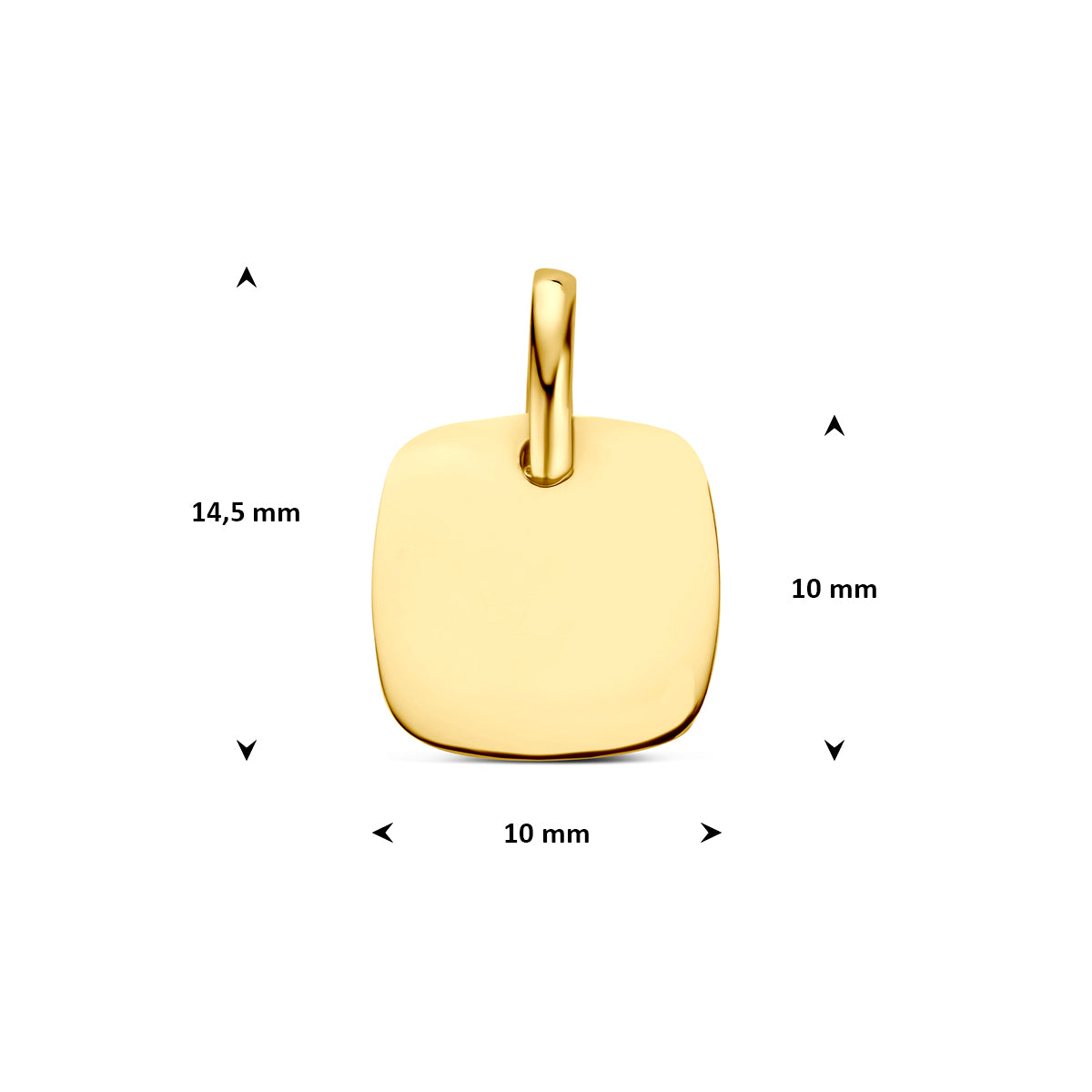 Fantasy Collection Graveerhanger vierkant 14K geelgoud 10 mm - afbeelding 4