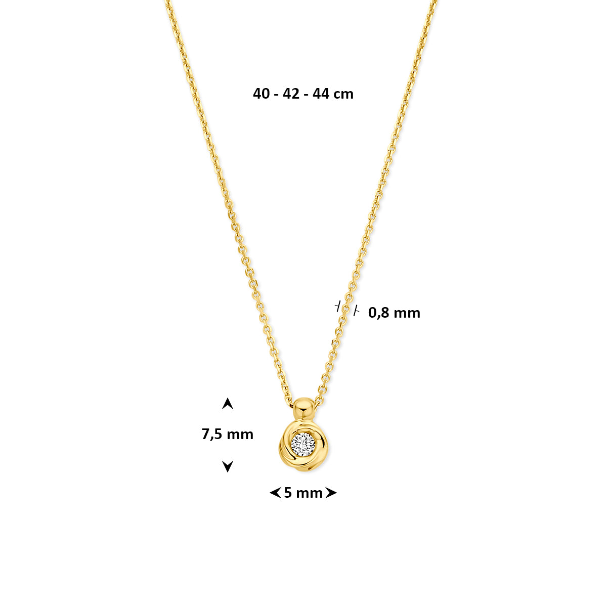 Fantasy Collection Collier lab grown diamant 14K geelgoud 0.05ct g vs 40 - 42 - 44 cm - afbeelding 4