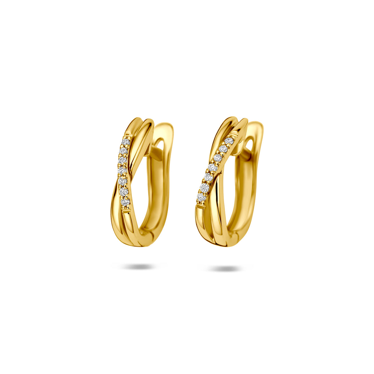 Fantasy Collection Klapoorringen lab grown diamant 14K geelgoud 0.08ct (2x 0.04ct) f vs 15 mm