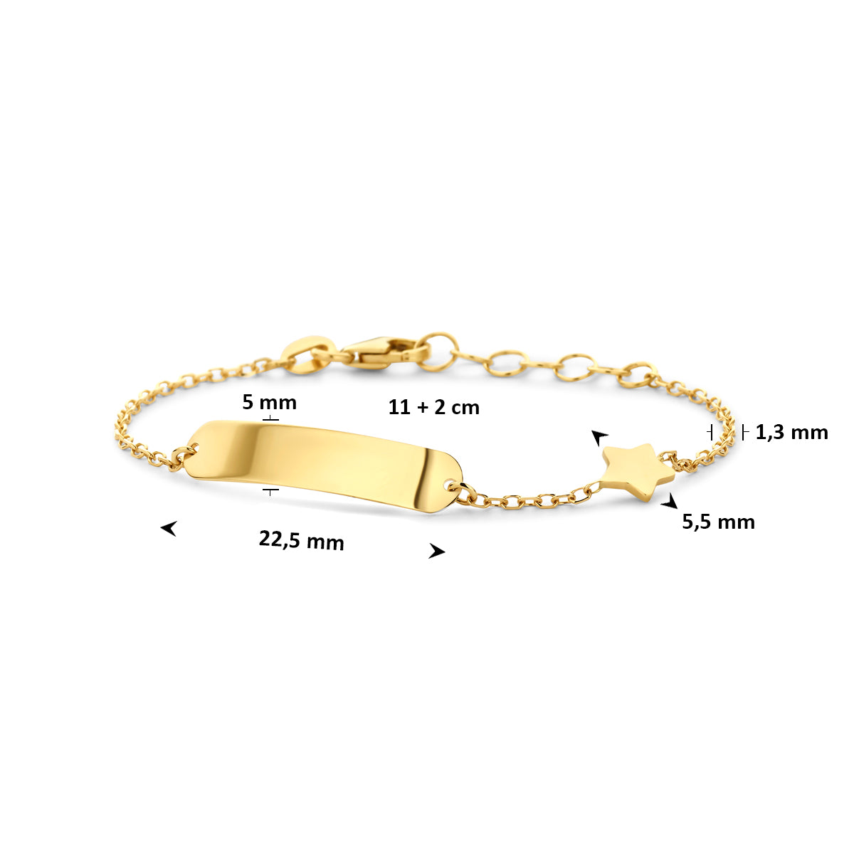 Graveerarmband ster 14K geelgoud 11 + 2 cm