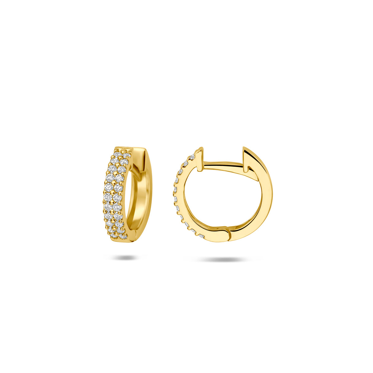 Fantasy Collection Klapoorringen rond zirkonia 14K geelgoud 12 mm - afbeelding 3