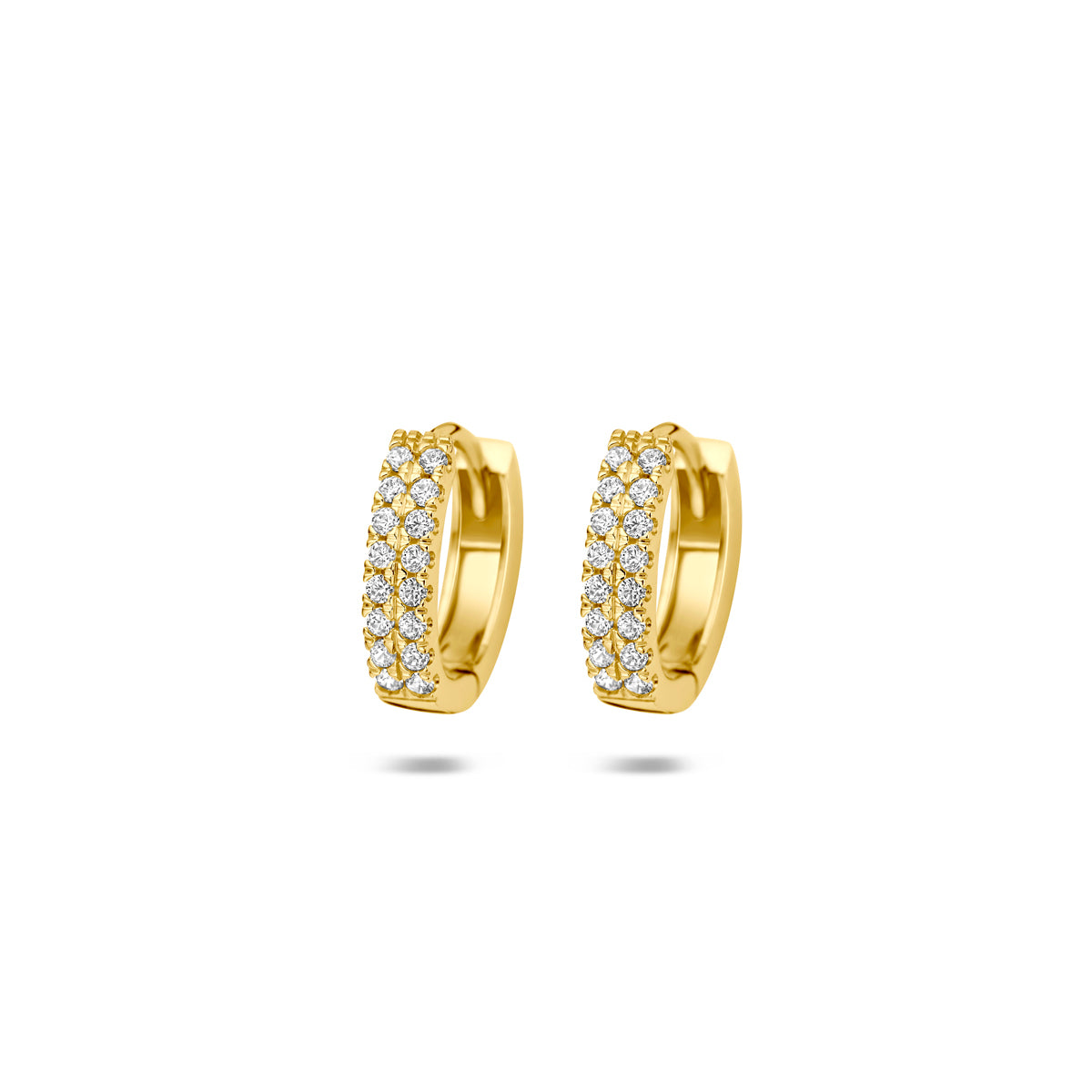 Fantasy Collection Klapoorringen ovaal zirkonia 14K geelgoud 12 mm