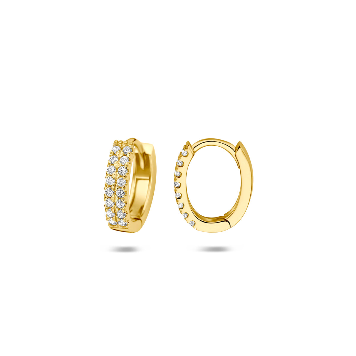 Fantasy Collection Klapoorringen ovaal zirkonia 14K geelgoud 12 mm - afbeelding 3