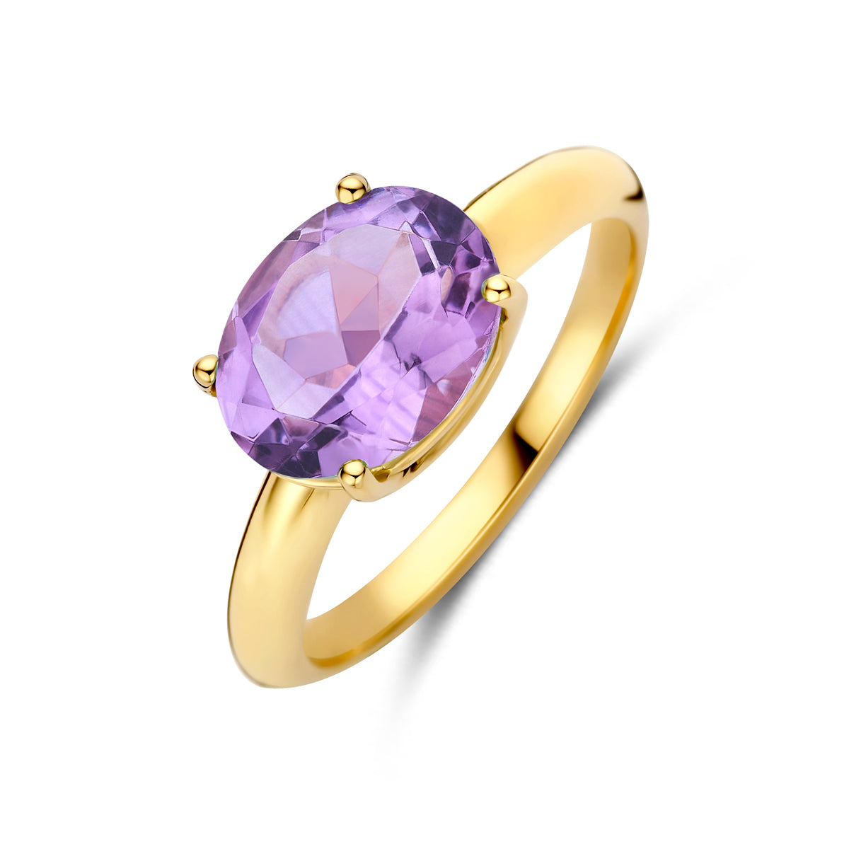 Ring amethist 14K geelgoud