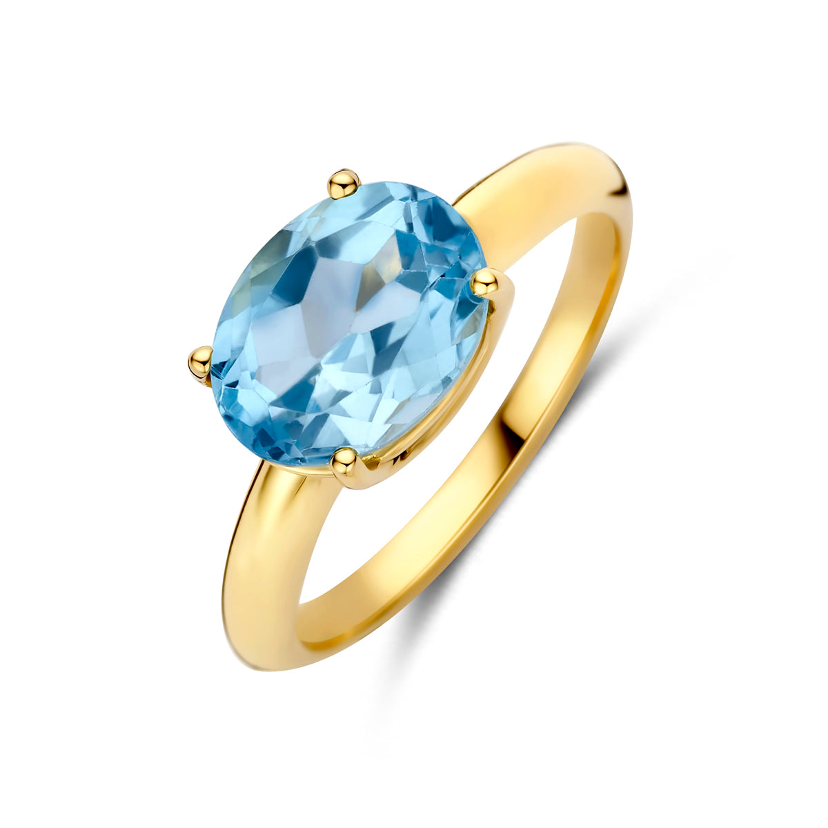 Ring blauw topaas 14K geelgoud