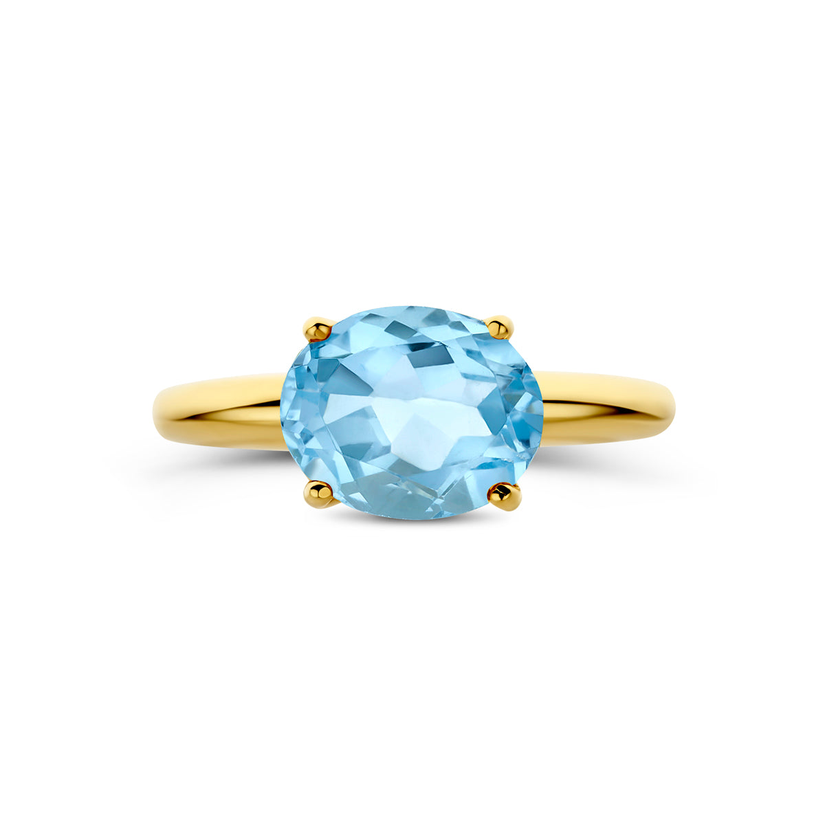 Ring blauw topaas 14K geelgoud