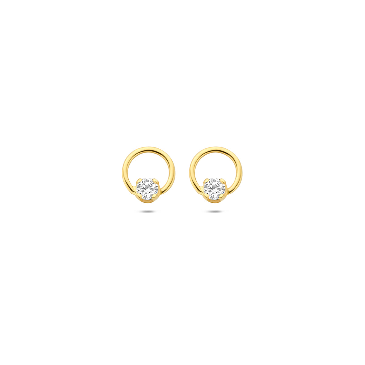 Oorknoppen lab grown diamant 0.13ct (2x 0.065ct) f vs 14K geelgoud 6,5 mm