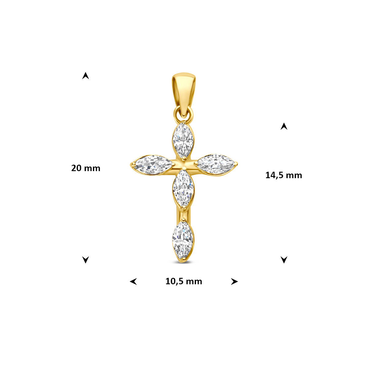 Fantasy Collection Hanger kruis zirkonia 14K geelgoud 14,5 mm - afbeelding 4
