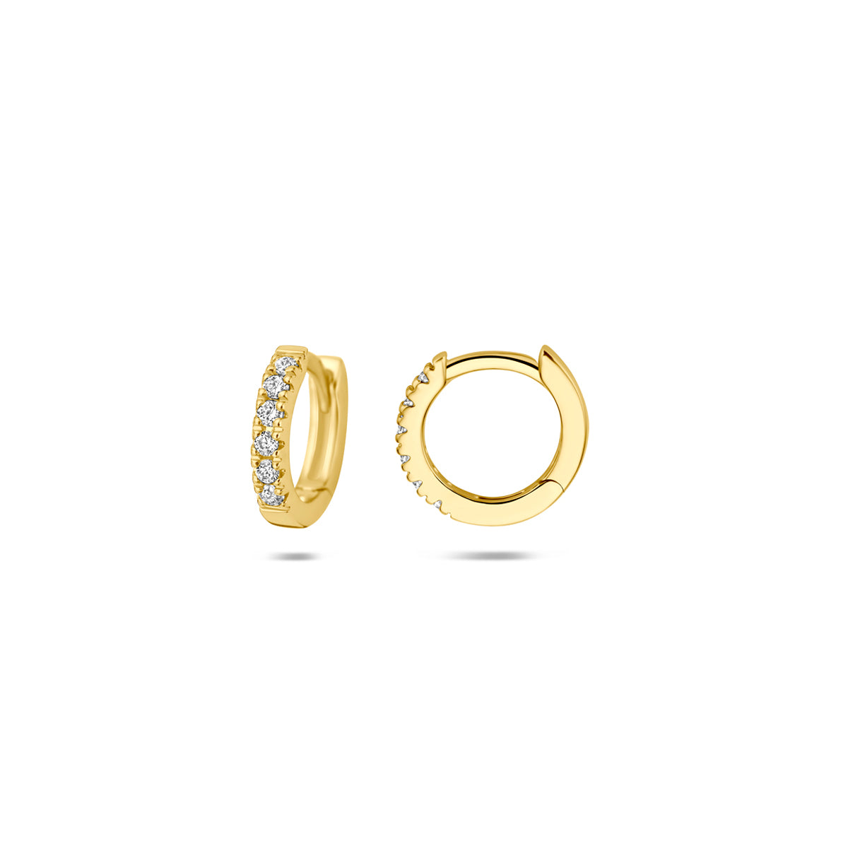 Fantasy Collection Klapoorringen rond lab grown diamant 14K geelgoud 0.12ct (2x 0.06ct) f vs 10 mm - afbeelding 3