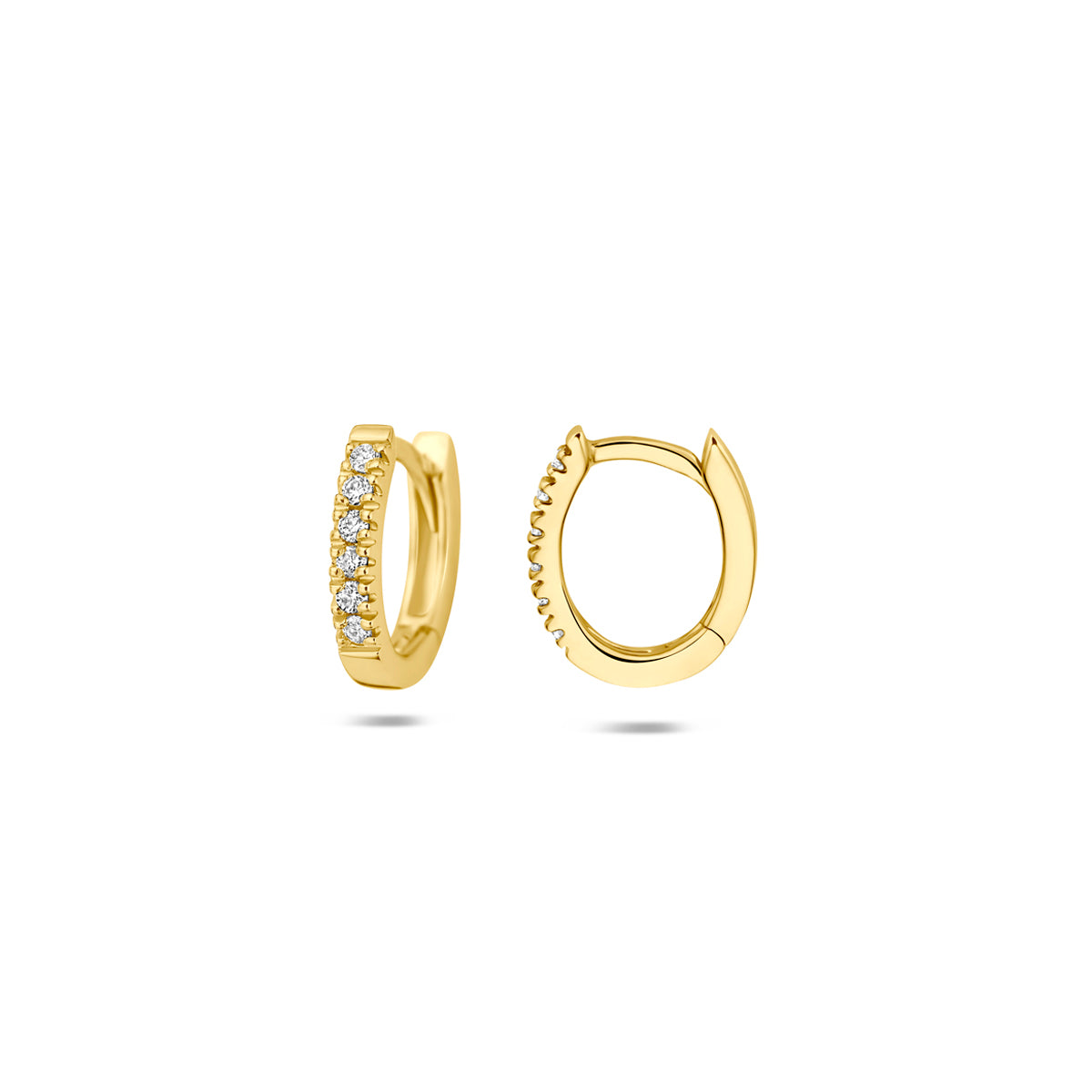 Fantasy Collection Klapoorringen ovaal lab grown diamant 14K geelgoud 0.12ct (2x 0.06ct) f vs 11 mm - afbeelding 3