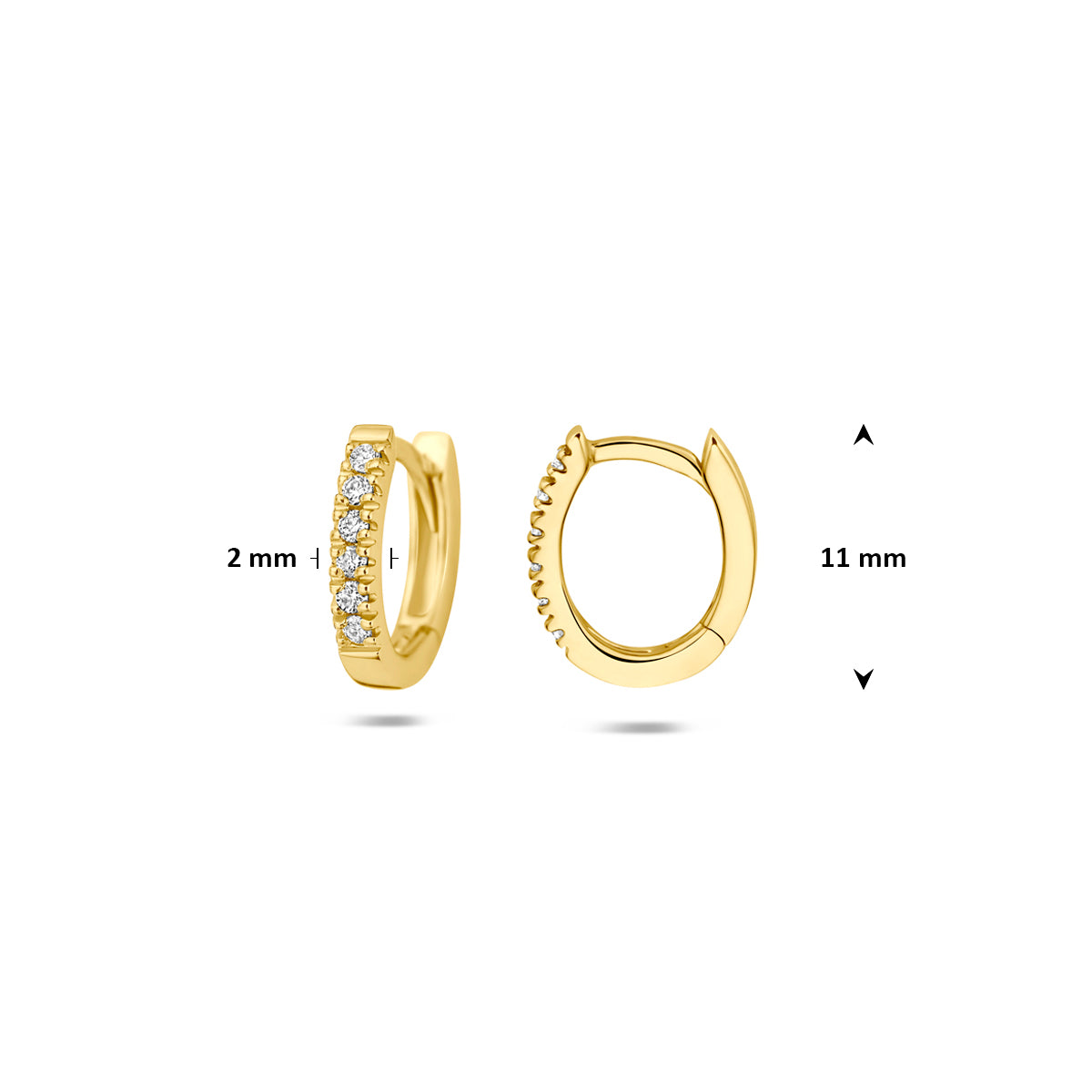 Fantasy Collection Klapoorringen ovaal lab grown diamant 14K geelgoud 0.12ct (2x 0.06ct) f vs 11 mm - afbeelding 4