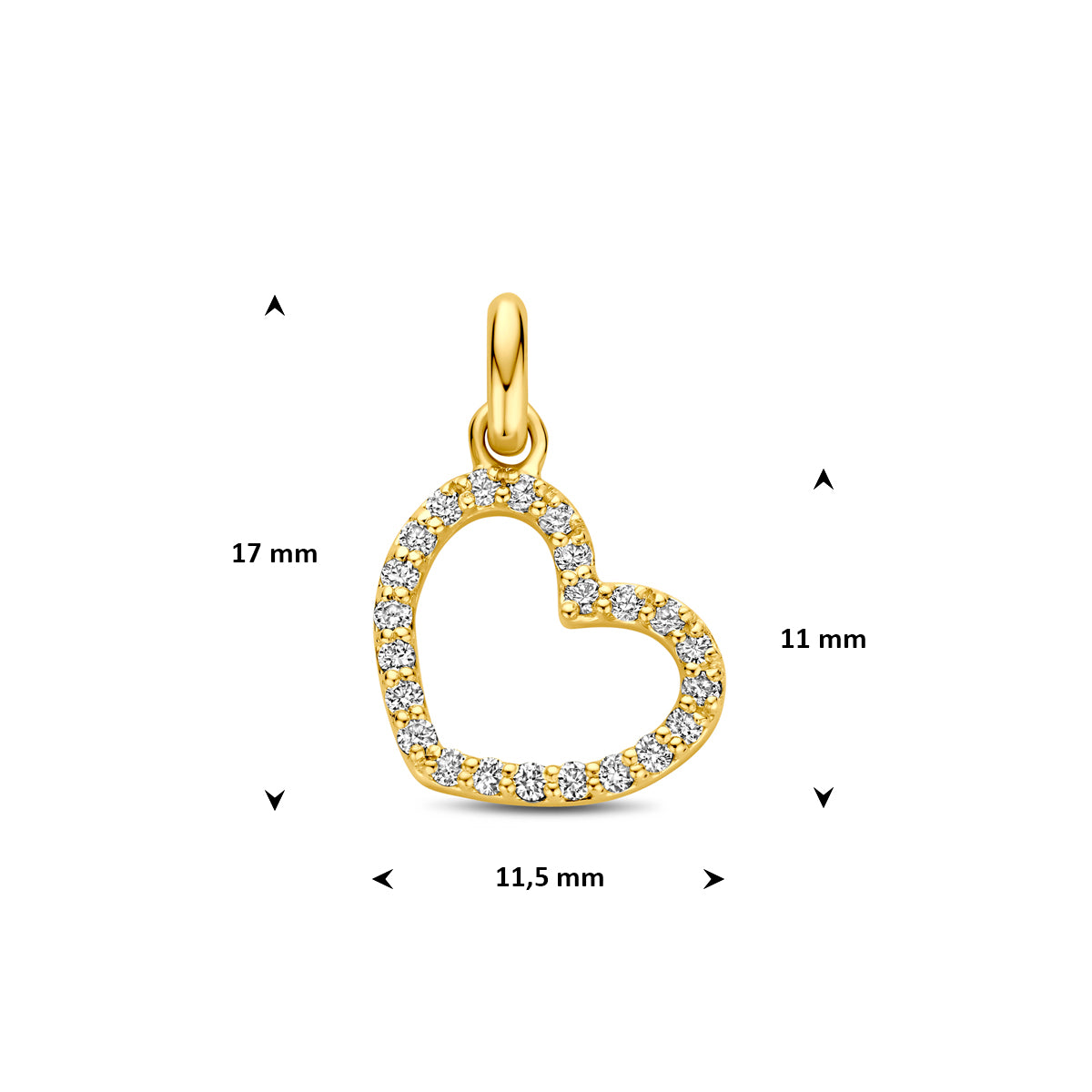 Fantasy Collection Hanger hartje lab grown diamant 14K geelgoud 0.18ct f vs 11 mm - afbeelding 4