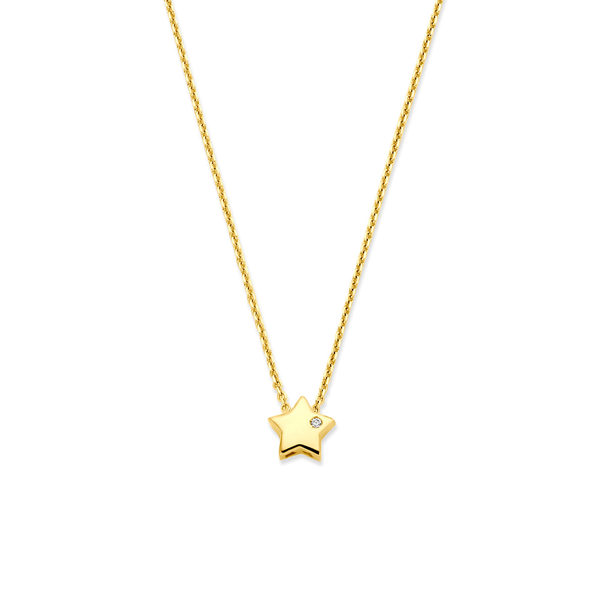 Fantasy Collection Collier ster lab grown diamant 14K geelgoud 0.01ct f vs 40 - 42 - 44 cm
