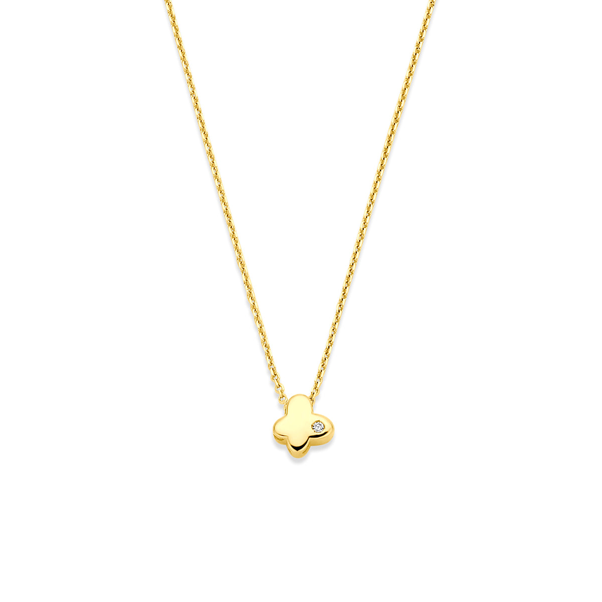 Fantasy Collection Collier vlinder lab grown diamant 14K geelgoud 0.01ct f vs 40 - 42 - 44 cm