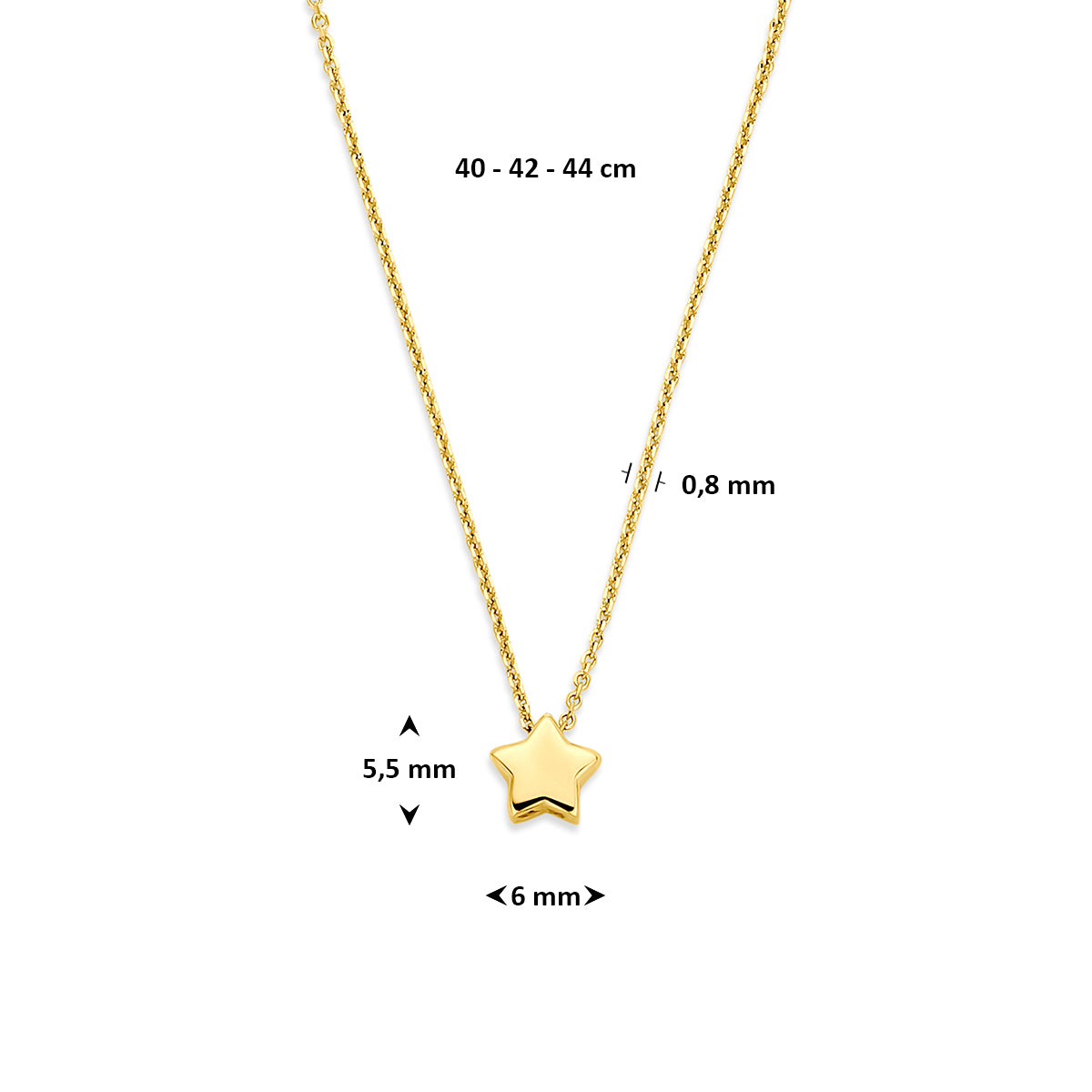 Fantasy Collection Collier ster 14K geelgoud 40 - 42 - 44 cm - afbeelding 4
