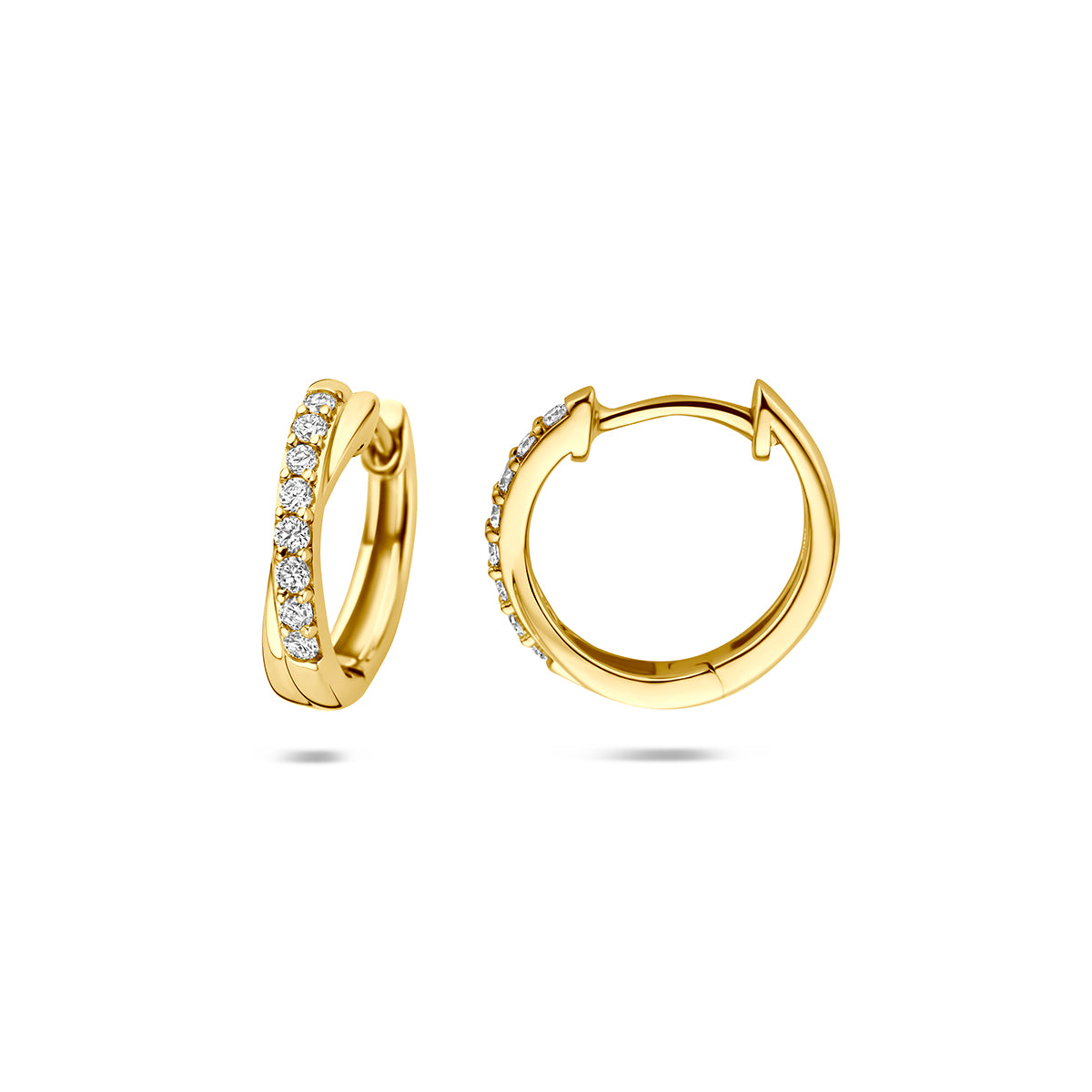 Fantasy Collection Klapoorringen lab grown diamant 14K geelgoud 0.20ct (2x 0.10ct) g vs 13 mm - afbeelding 3