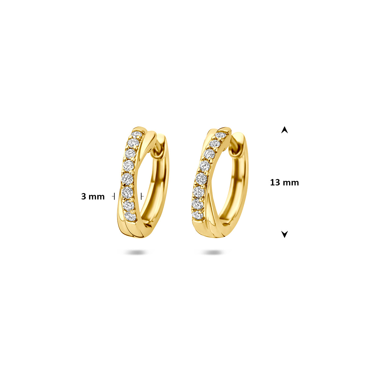 Fantasy Collection Klapoorringen lab grown diamant 14K geelgoud 0.20ct (2x 0.10ct) g vs 13 mm - afbeelding 4