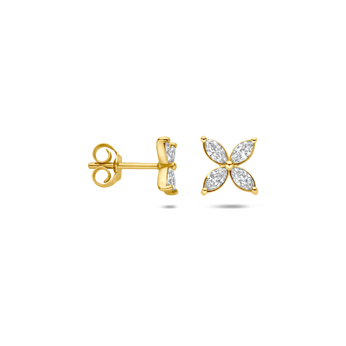 Fantasy Collection Oorknoppen bloem lab grown diamant 14K geelgoud 0.56ct (2x 0.28ct) f vs 7,5 mm - afbeelding 3