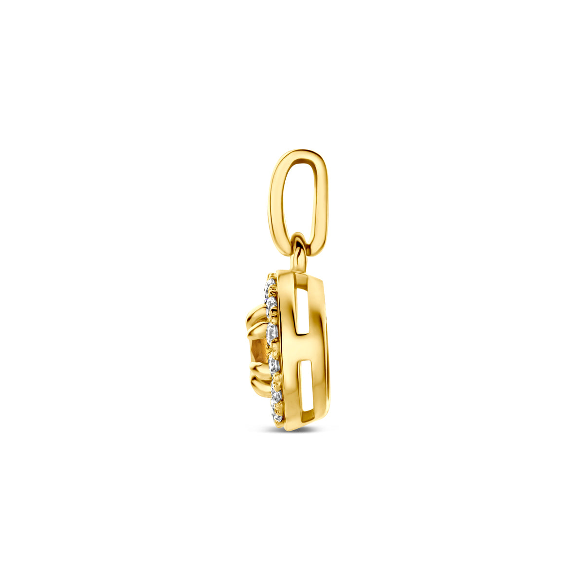 Fantasy Collection Hanger citrien en lab grown diamant 14K geelgoud 0.08ct f vs 7 mm - afbeelding 3