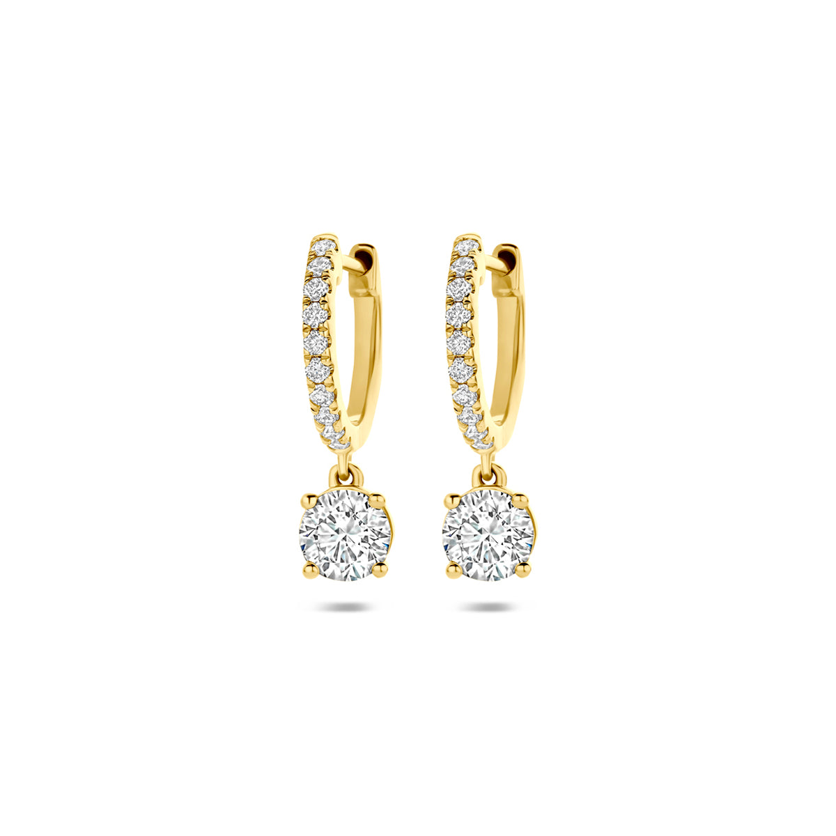 Fantasy Collection Klapoorringen lab grown diamant 14K geelgoud 1.24ct (2x 0.62ct) g vs 19 mm