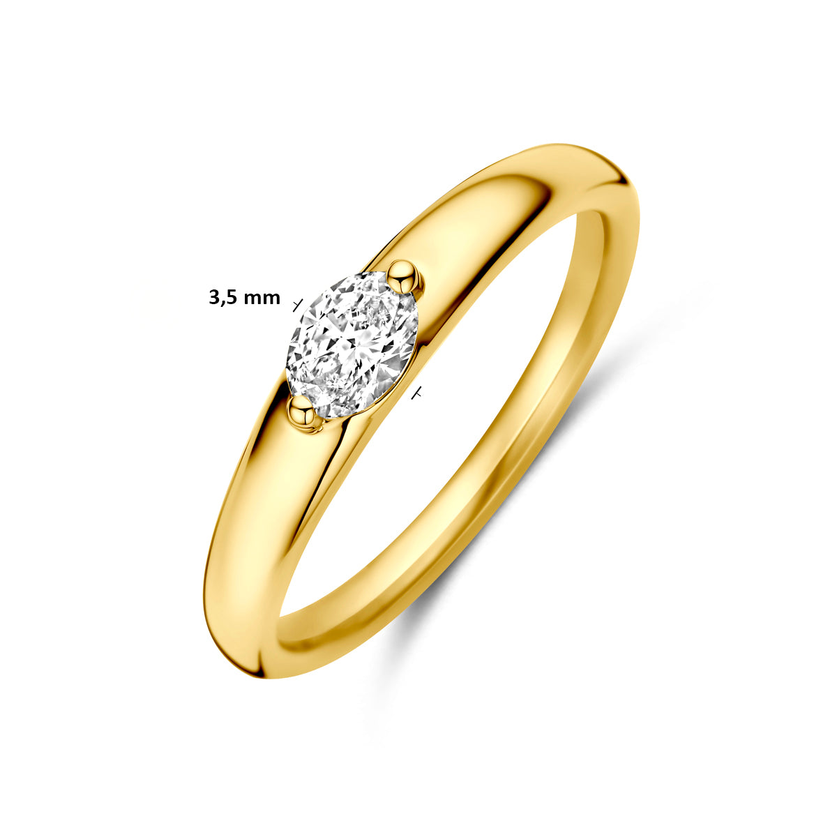 Ring diamant 0.32ct h si 14K geelgoud wit