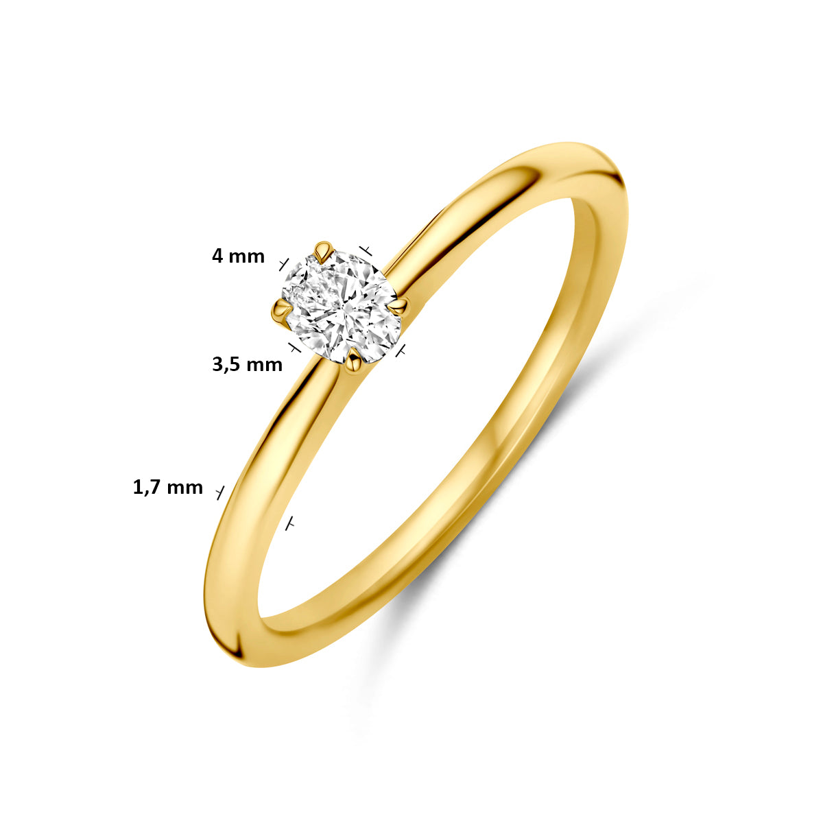 Ring diamant 0.21ct h si 14K geelgoud wit