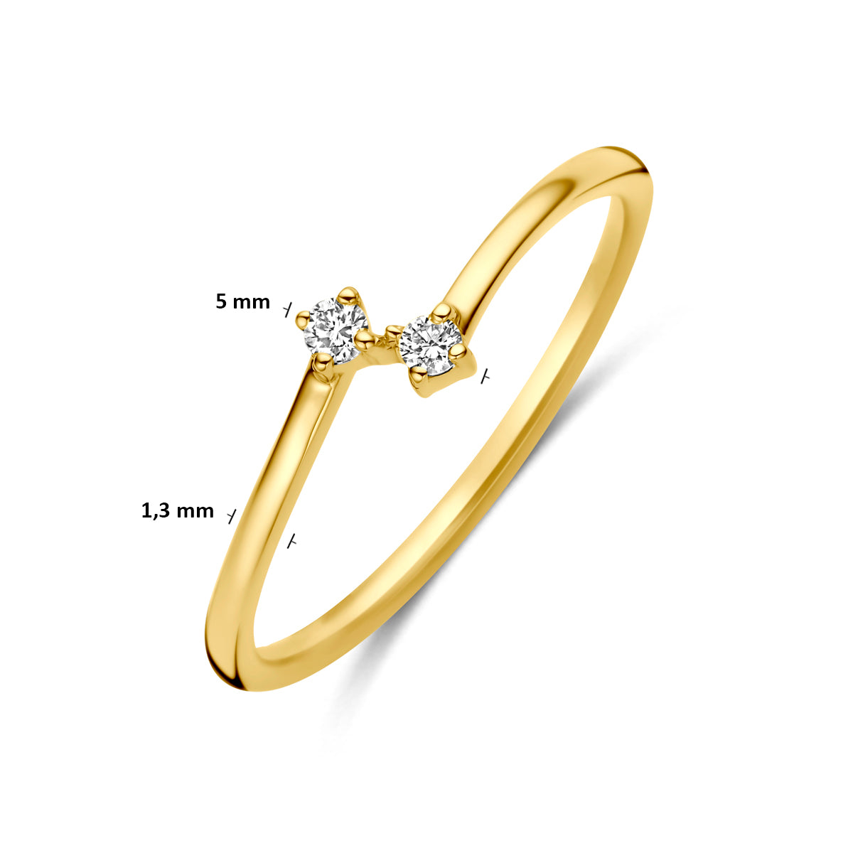 Ring diamant 0.05ct h si 14K geelgoud wit