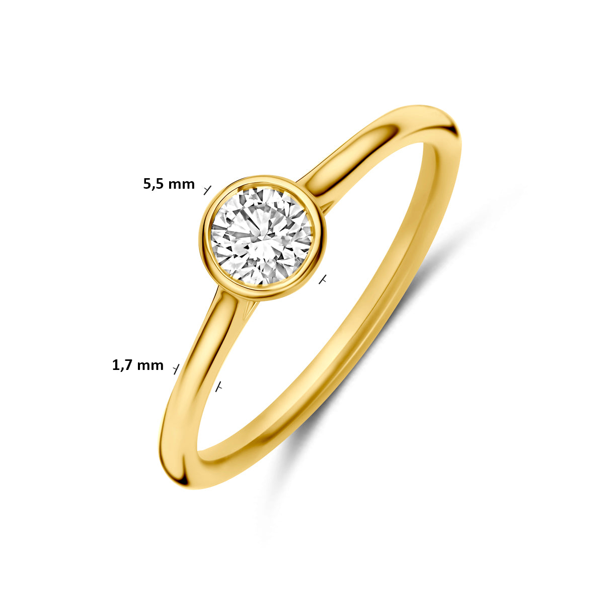 Ring diamant 0.40ct h si 14K geelgoud
