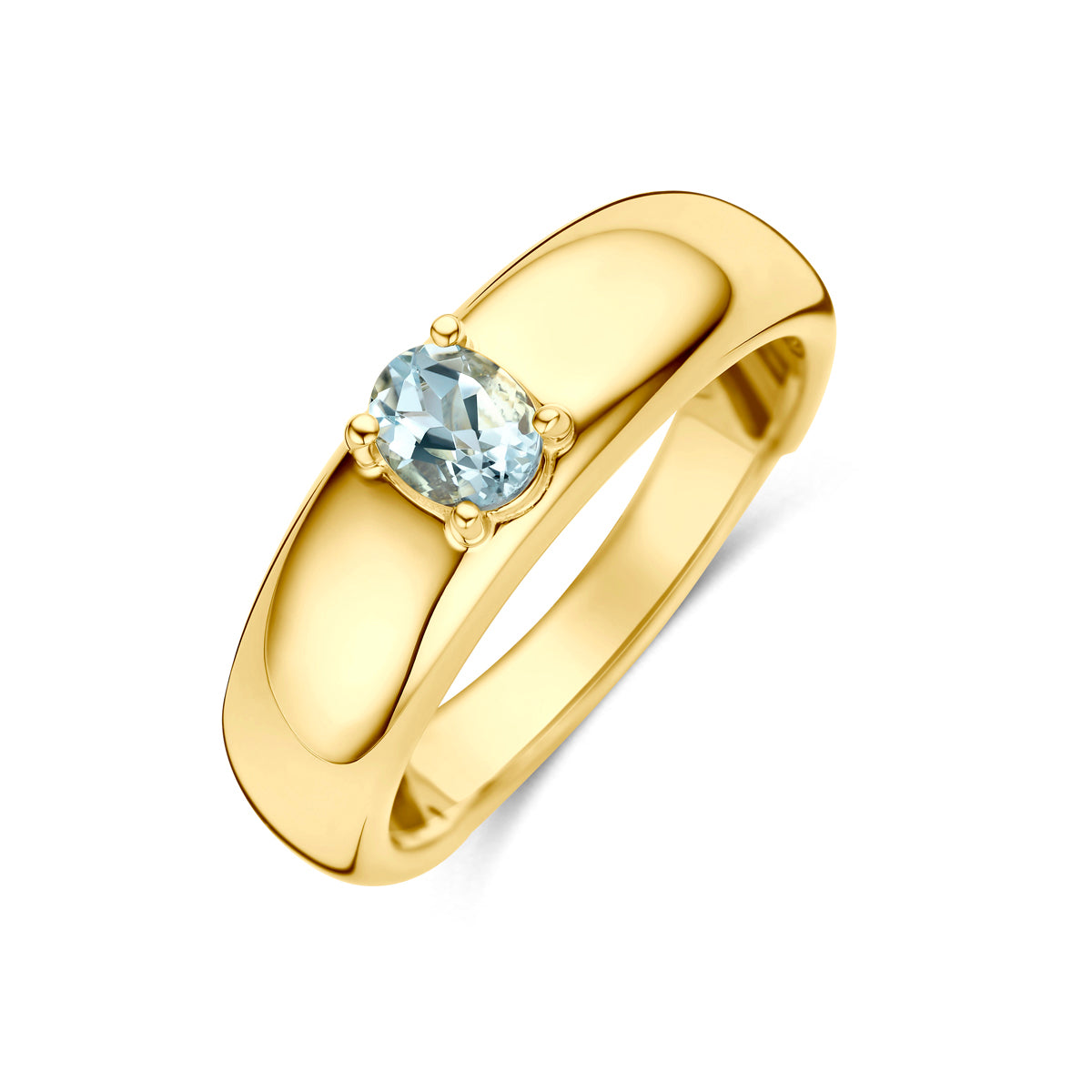 Ring aquamarijn 14K geelgoud blauw