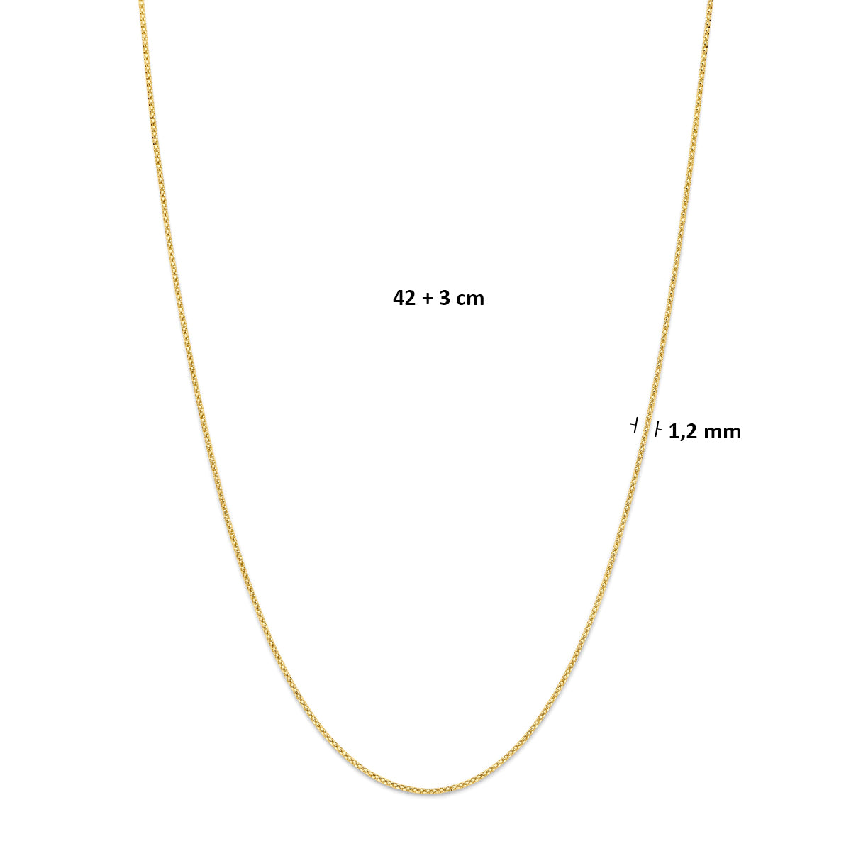 Fantasy Collection Collier 14K geelgoud 1,2 mm 42 + 3 cm - afbeelding 4