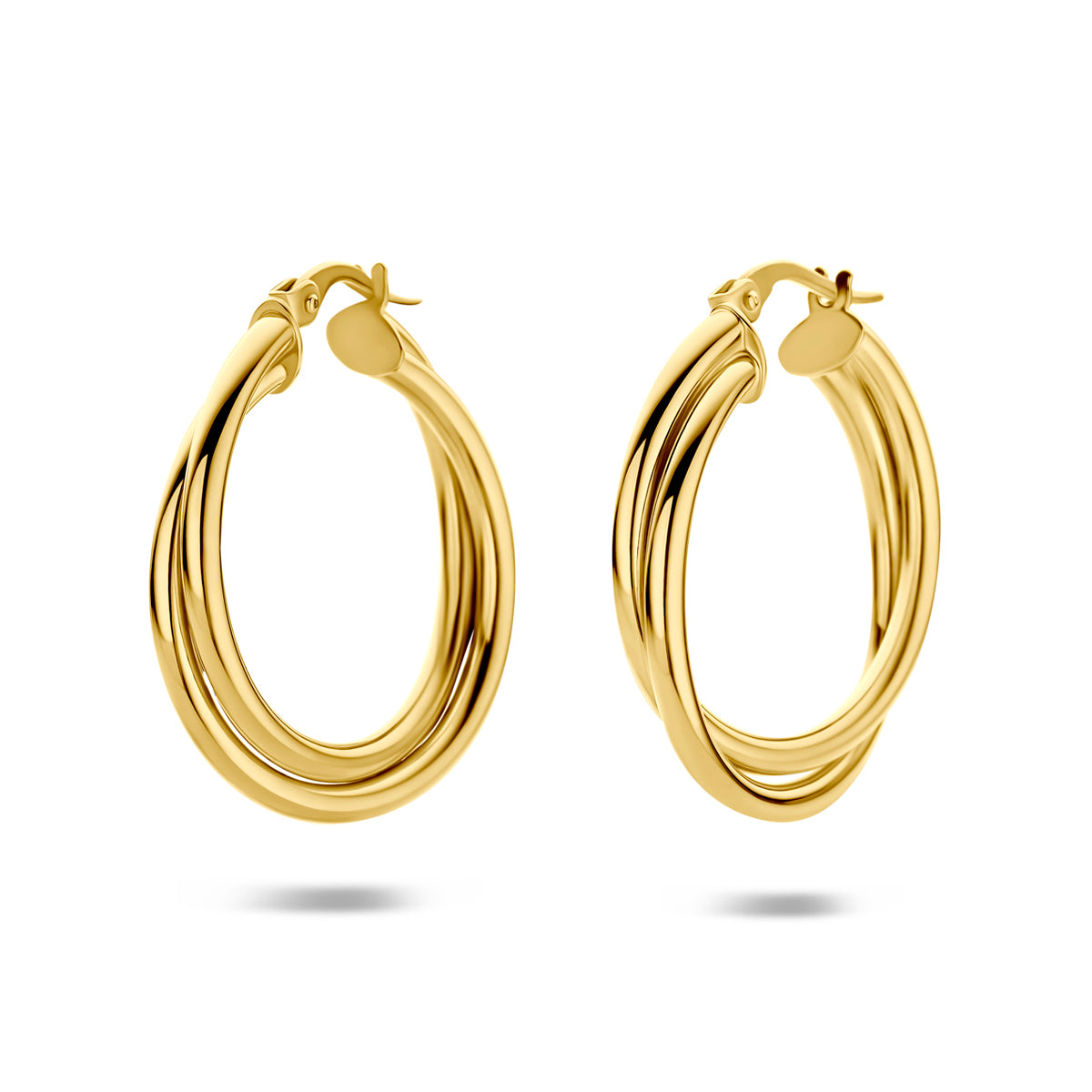 Oorringen buis 14K geelgoud 4 mm