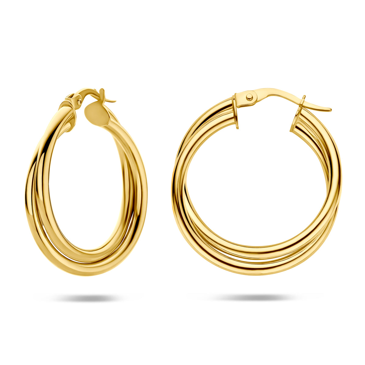 Oorringen buis 14K geelgoud 4 mm