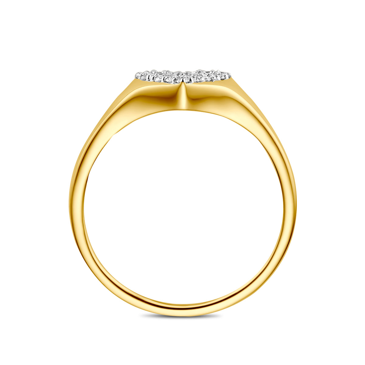 Ring hartje lab grown diamant 0.12ct f vs 14K geelgoud