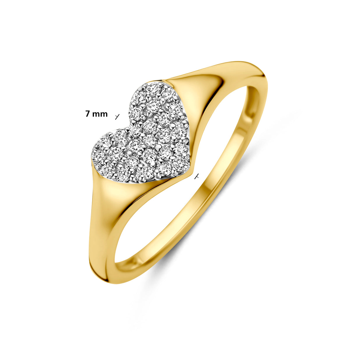 Ring hartje lab grown diamant 0.12ct f vs 14K geelgoud